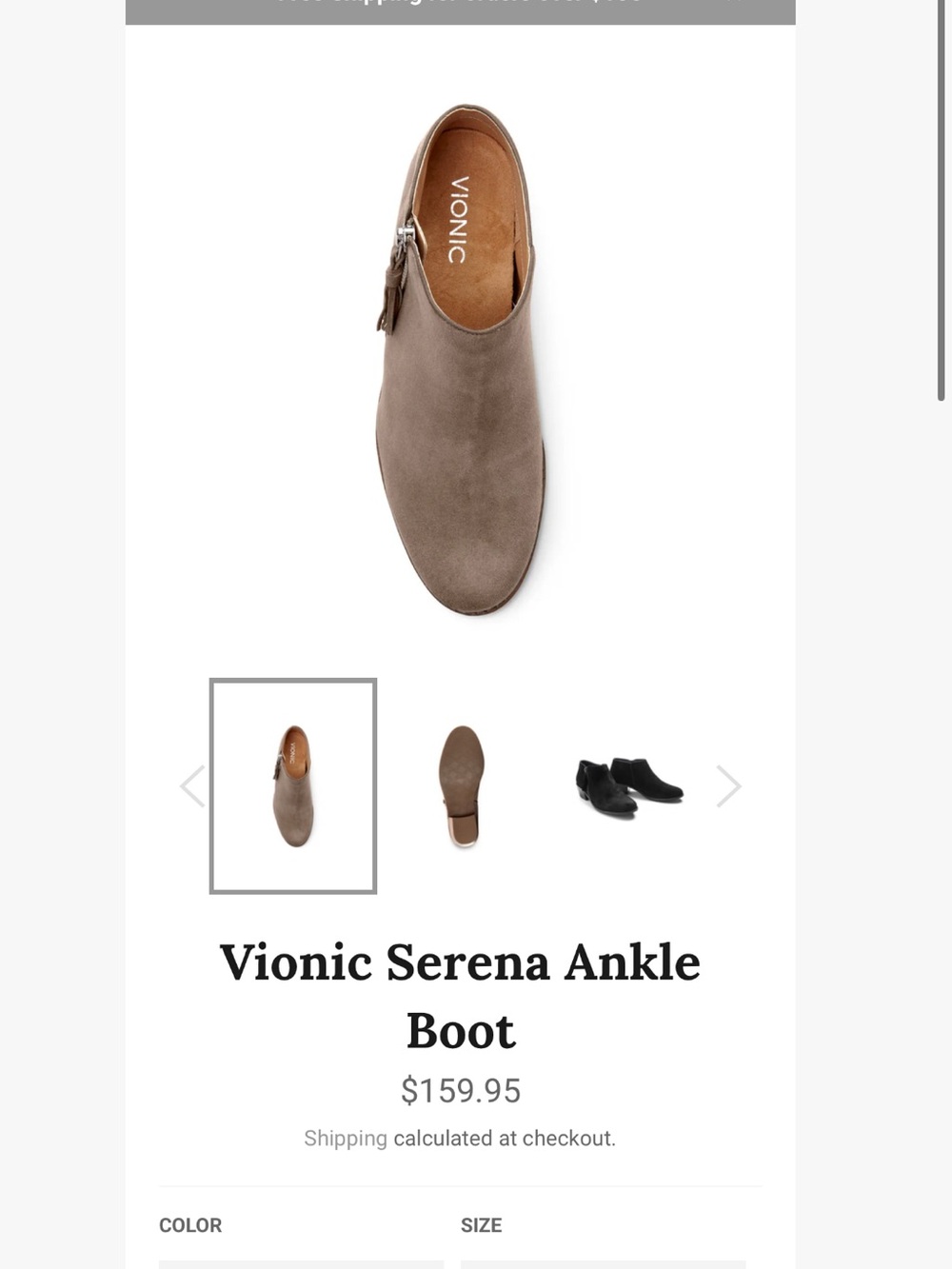 Vionic Serena Ankle Boot - Taupe